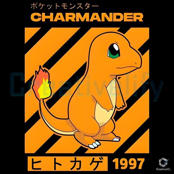 Pokemon Charmander 1997 Vintage Japanese Anime Inspired Fire Type PNG