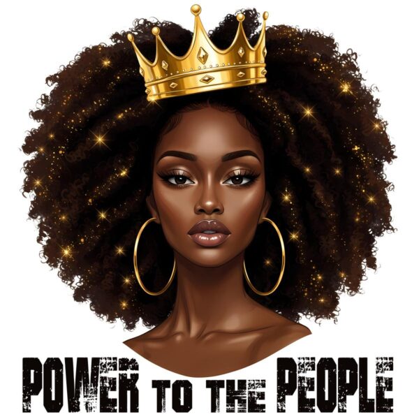 Power To The People Afro Queen With Crown PNG