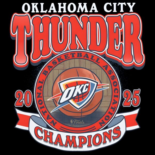 Retro Vintage Oklahoma City Thunder 2025 Nba Champions PNG