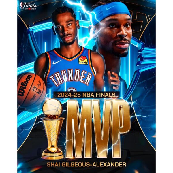 Shai Gilgeous Alexander 2025 Nba Finals Mvp Electric Thunder Tribute PNG