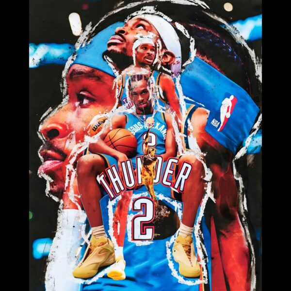 Shai Gilgeous Alexander Mvp Thunder Mixed Media Art Style PNG