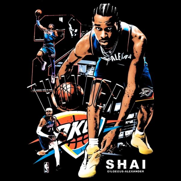 Shai Gilgeous Alexander Oklahoma City Thunder Dynamic Action Collage PNG