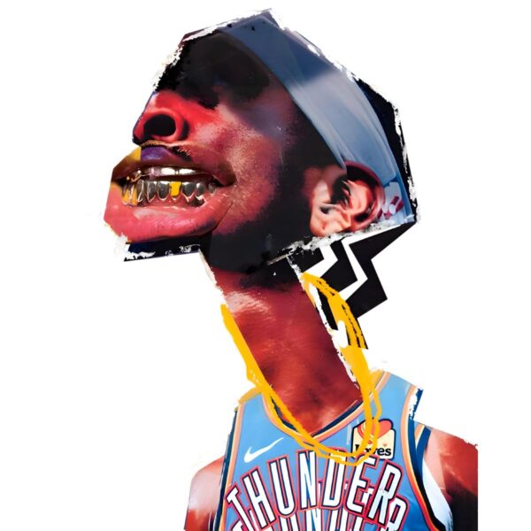 Shai Gilgeous Alexander Thunder Experimental Mixed Media Collage PNG