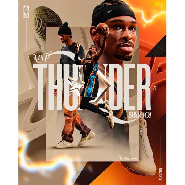 Shai Gilgeous Alexander Thunder Mvp Art Collage Style PNG