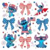 Stitch 4Th Of July Patriotic Bows And Fireworks PNG