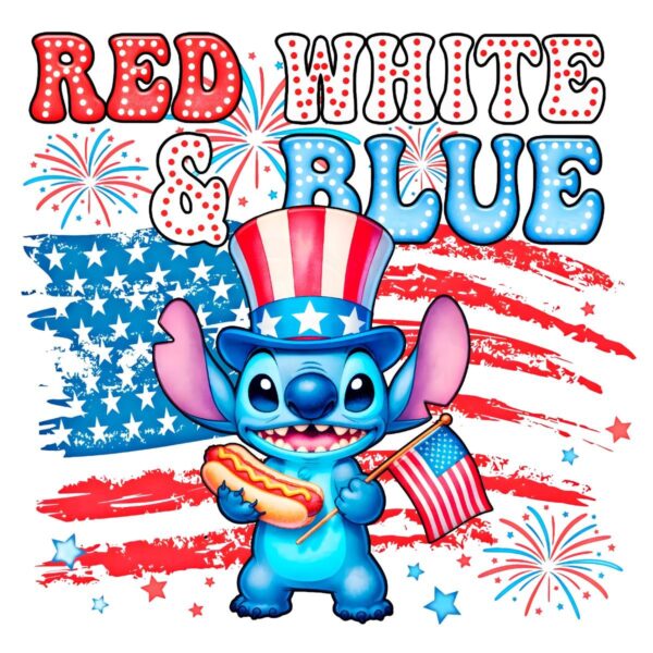 Stitch Hot Dog Eating 4Th Of July Retro Patriotic Celebration PNG