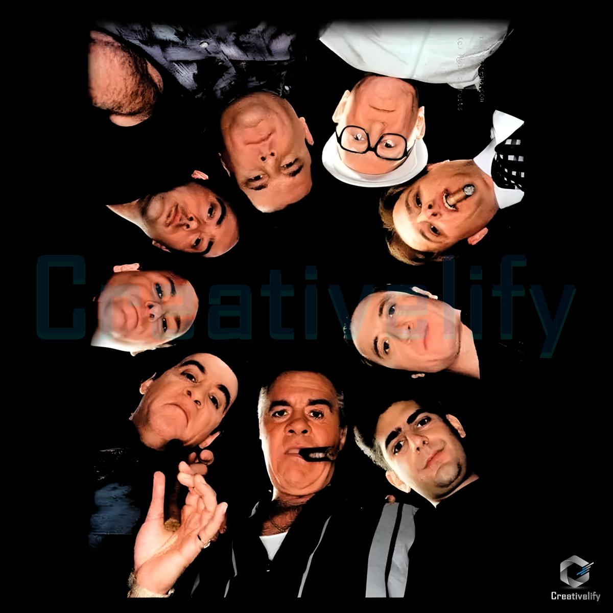 The Sopranos Crew Circle Look Down Meme Vintage Poster PNG The Sopranos Crew Circle Look Down Meme Vintage Poster PNG