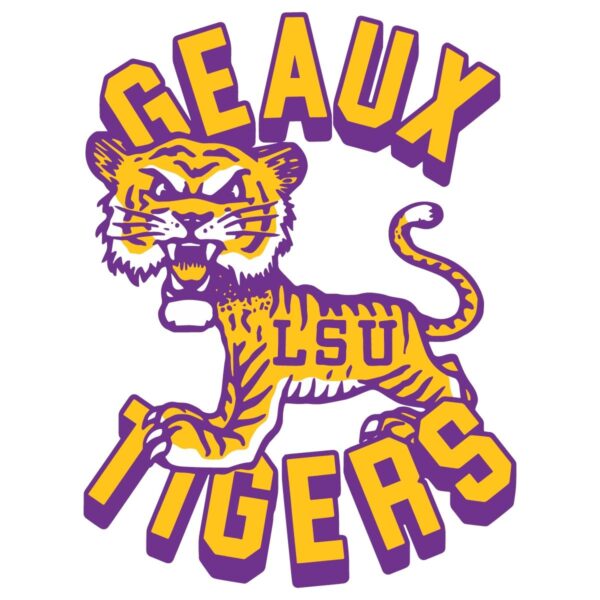 Vintage Lsu Geaux Tigers Retro Logo Mascot SVG