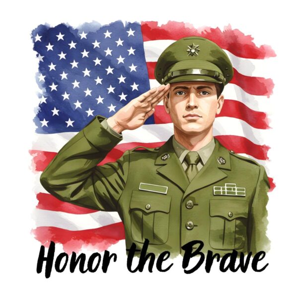 Watercolor Honor The Brave Patriotic Soldier Flag PNG