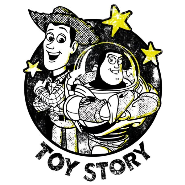Woody And Buzz Lightyear Stars Circle Retro Raglan Toy Story PNG