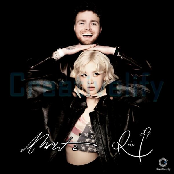 Alex Warren And Rose Black Leather Couple Aesthetic Pose PNG