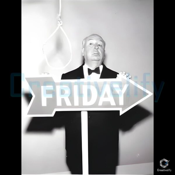 Alfred Hitchcock Friday Sign Vintage Black And White PNG