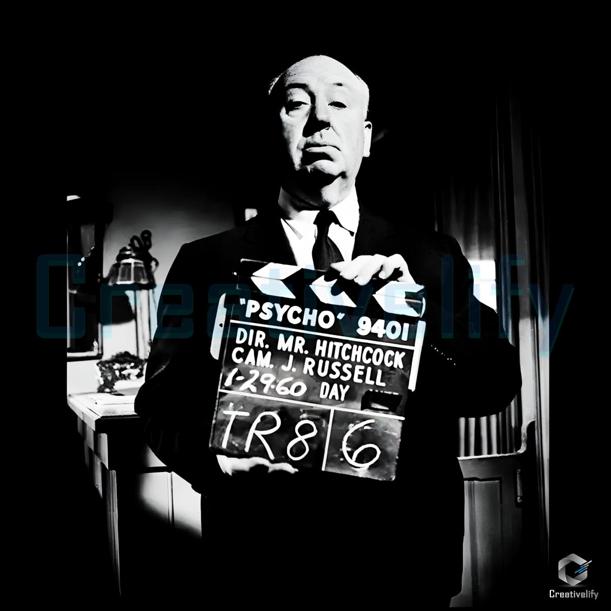 Alfred Hitchcock Psycho Movie Director Clapboard Monochrome PNG Alfred Hitchcock Psycho Movie Director Clapboard Monochrome PNG
