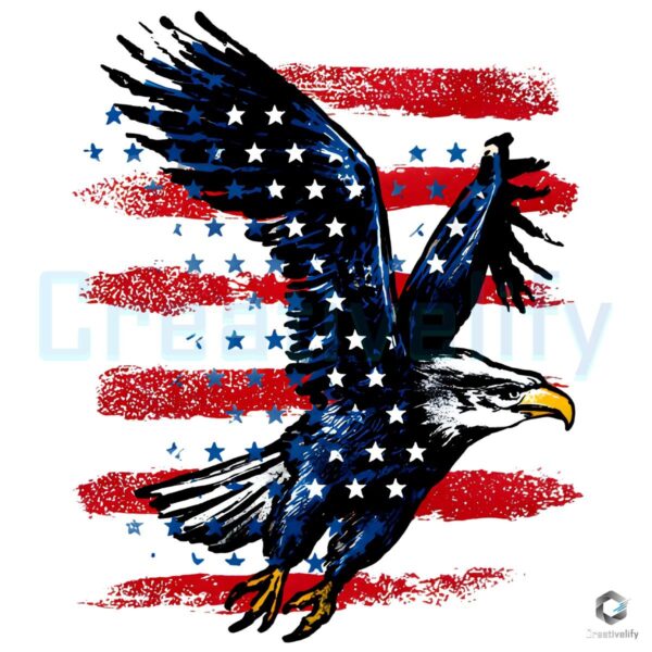 American Bald Eagle Flying Over Usa Flag Fourth Of July PNG