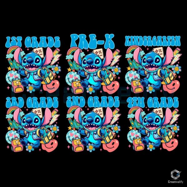 Back To School Stitch First Day Prek Kindergarten Grade PNG