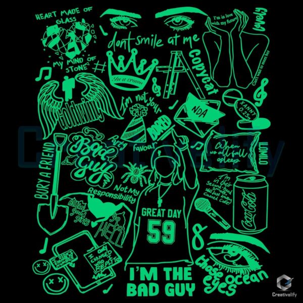 Bad Guy Inspired Graphic Tour Lyrics Billie Album Tracklist Concert SVG