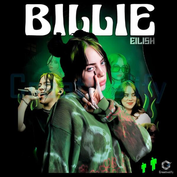 Billie Popstar Portrait Inspired Halloween Green Flame PNG