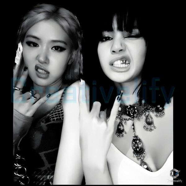 Blackpink Rock Hand Pose Lisa Rose Fan Concert Tour Grunge Style PNG