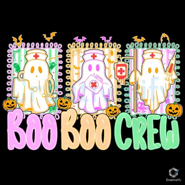 Boo Boo Crew Neon Ghost Nurse Halloween PNG