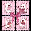 Bookish Ghost Librarian Pink Bow Halloween PNG