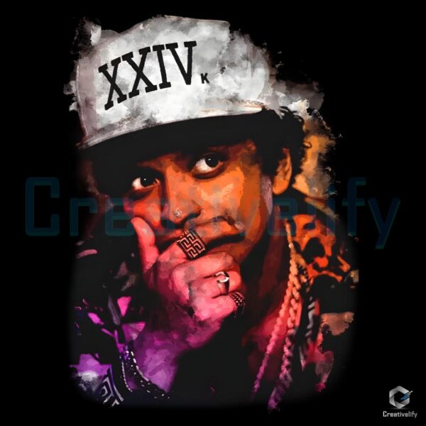 Bruno Mars 24K Magic Retro Watercolor Style PNG