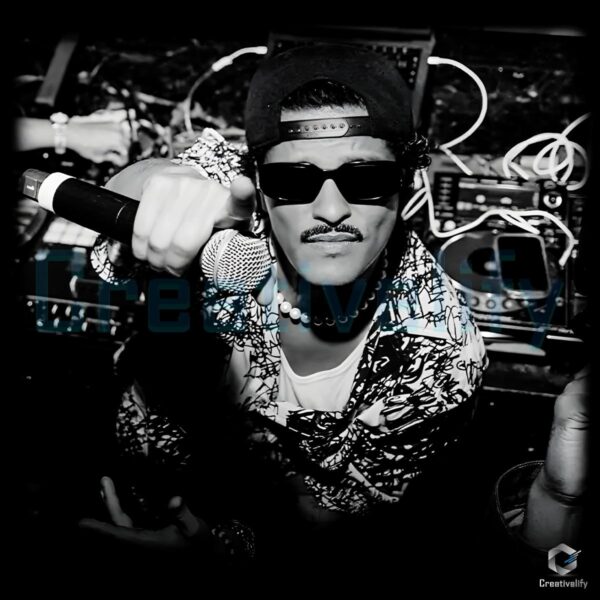 Bruno Mars Mic Drop Performance Black And White Vintage PNG