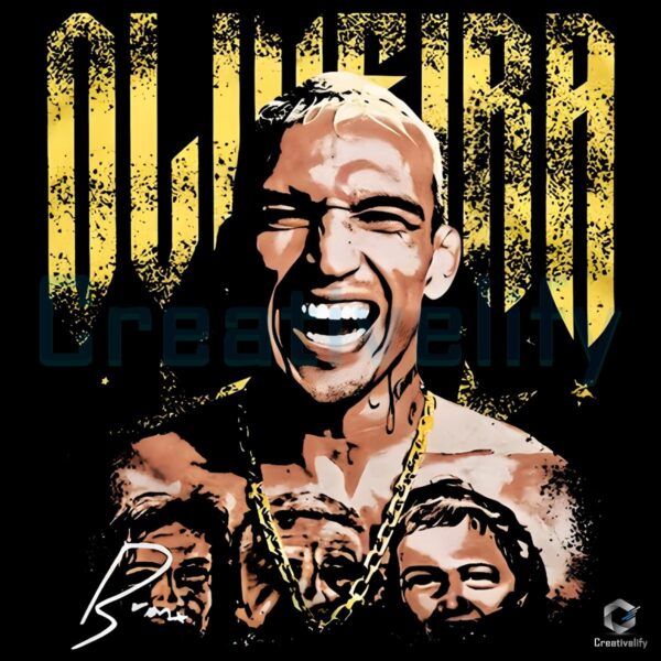 Charles Oliveira Champion Portrait Gold Lettering Ufc Art PNG