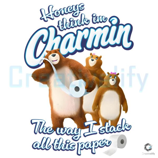 Charmin Bear Stack Paper Parody Funny Toilet Roll Shirt PNG