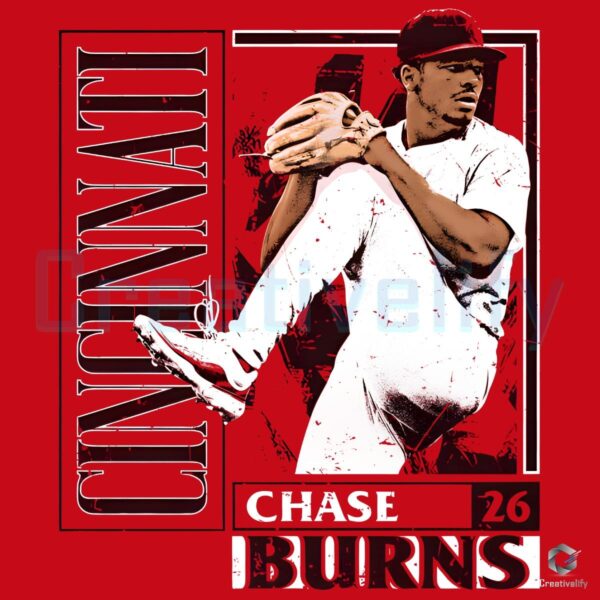 Chase Burns Cincinnati Baseball Player Card Style PNG