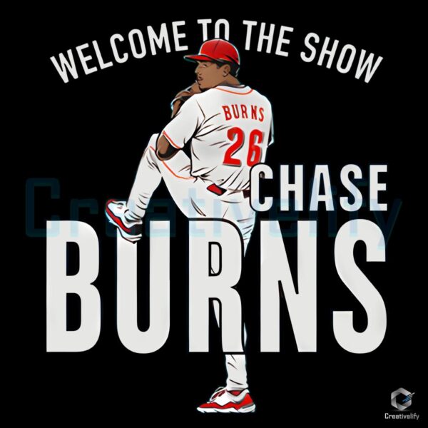 Chase Burns Welcome To The Show Reds Baseball Pitcher Pose PNG