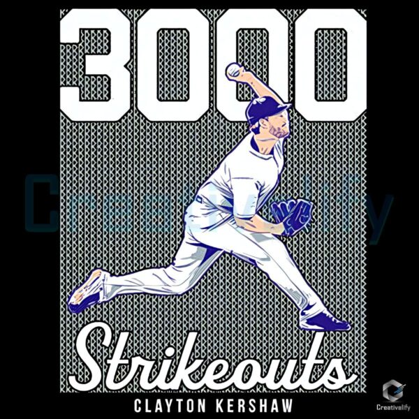 Clayton Kershaw 3000 Strikeouts Baseball Milestone Player Pitching PNG