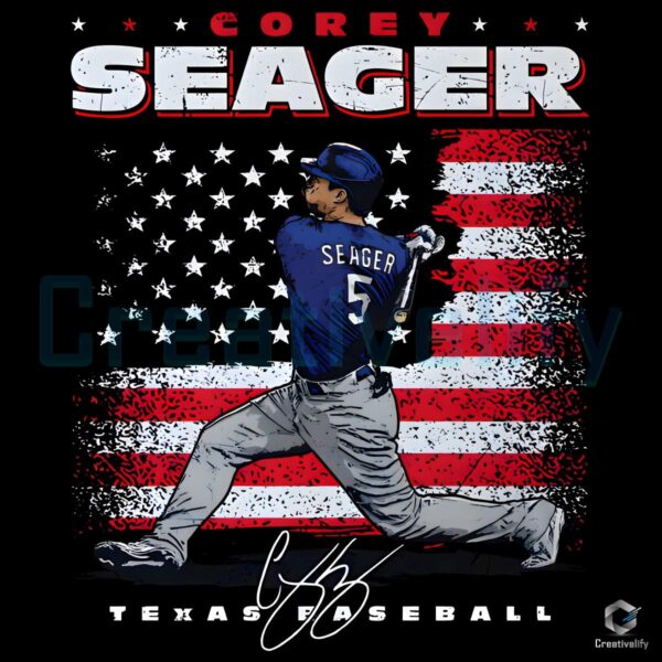 Corey Seager Texas Baseball Usa Flag Patriotic Fourth Of July PNG