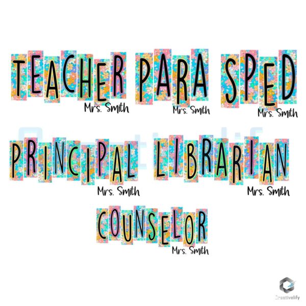 Custom School Staff Teacher Para Sped Librarian Back To School PNG Bundle