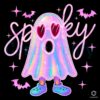 Cute Spooky Ghost Neon Iridescent Halloween Boo PNG