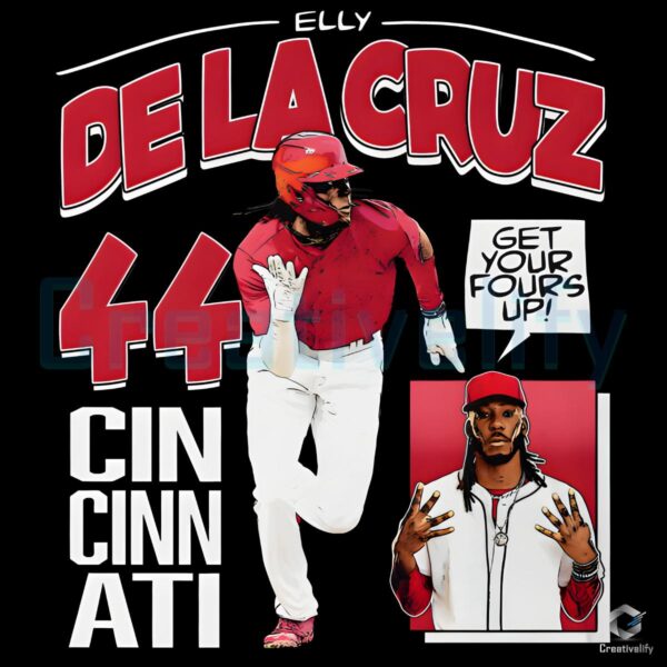 Elly De La Cruz Cincinnati Baseball Player Comic Style PNG