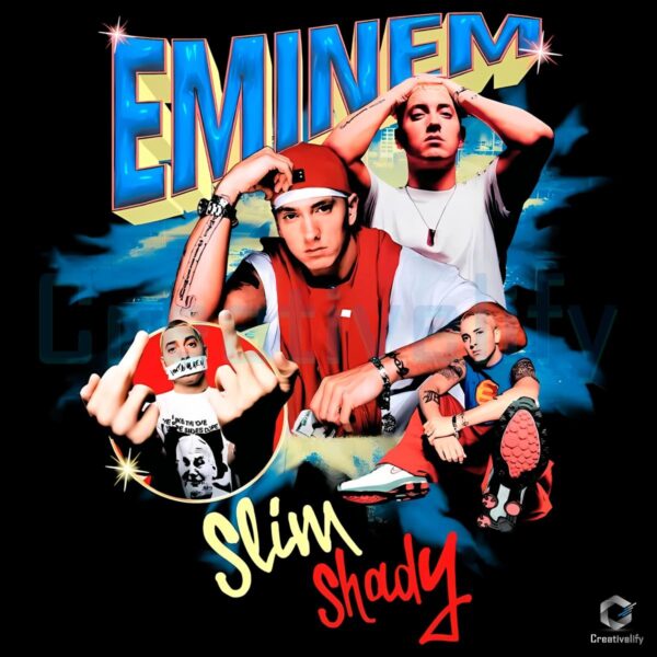 Eminem Slim Shady Cartoon Collage Vintage Rap PNG