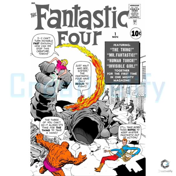 Fantastic Four Comic Cover Oversized Marvel Vintage Superhero PNG