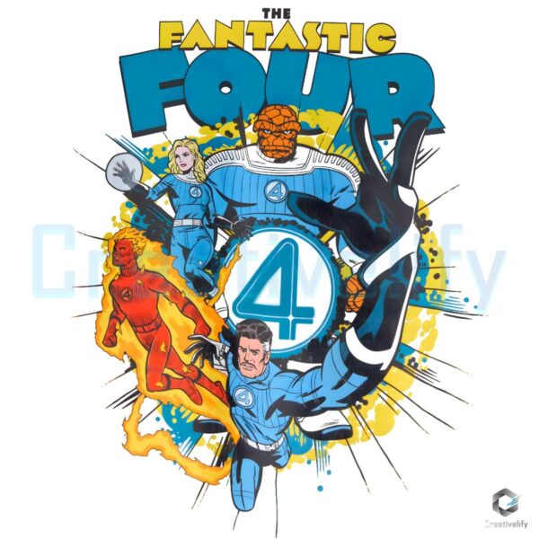 Fantastic Four Comic Superhero Family Retro Marvel Style PNG