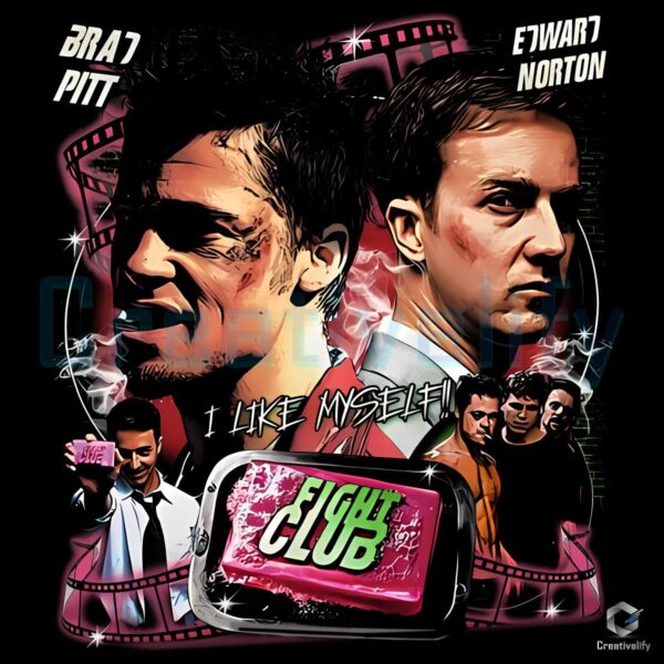 Fight Club 1999 Brad Pitt Edward Norton Retro Movie Graphic PNG
