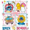 Funny Coquette Stitch School Bus First Day Of School Retro Cartoon PNG