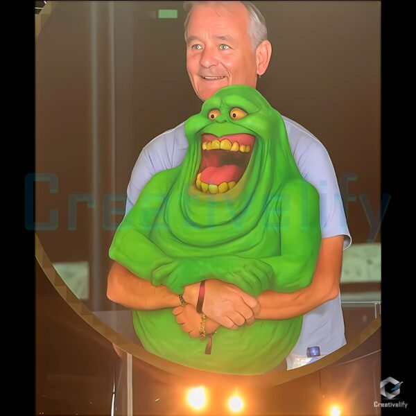 Funny Ghostbusters Slimer Hug Meme Retro Bill Murray PNG