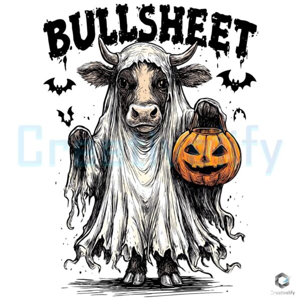 Funny Highland Cow Ghost Trick Or Treat Retro Halloween PNG