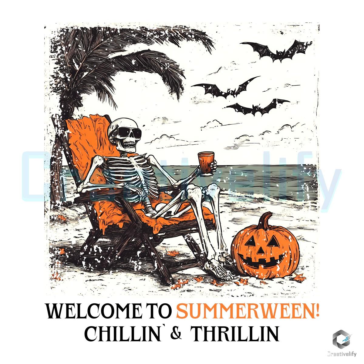 Funny Skeleton Summer Halloween Retro Spooky Pumpkin Beach PNG Funny Skeleton Summer Halloween Retro Spooky Pumpkin Beach PNG