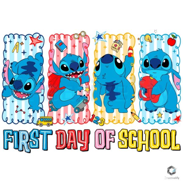 Funny Stitch First Day School Cartoon Kids PNG