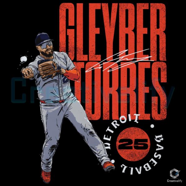 Gleyber Torres Detroit Baseball Stamp Style Graphic PNG
