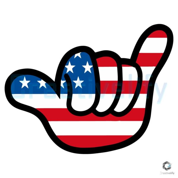 Hang Loose Hand American Flag Usa Shaka Sign 4Th Of July SVG