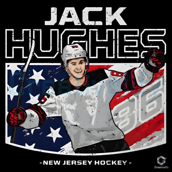 Jack Hughes New Jersey Hockey Usa Flag Patriotic Fourth Of July PNG