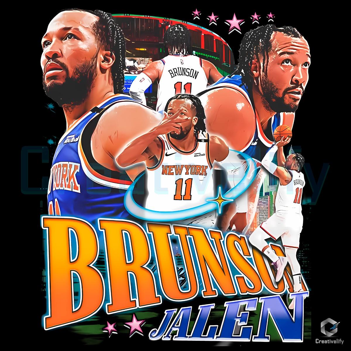 Jalen Brunson New York Knicks Vintage Basketball Art PNG Jalen Brunson New York Knicks Vintage Basketball Art PNG
