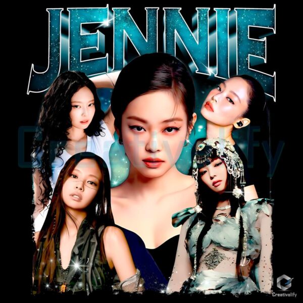 Jennie Blackpink Blue Aesthetic Collage Bootleg Kpop PNG