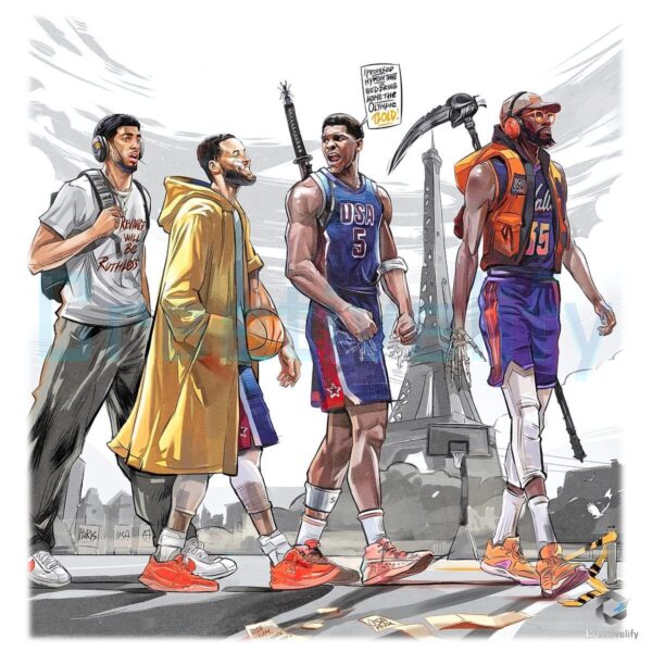 Job Finished Team Usa Basketball Olympic Gold Squad Paris 2024 Fan Art Warriors Style PNG